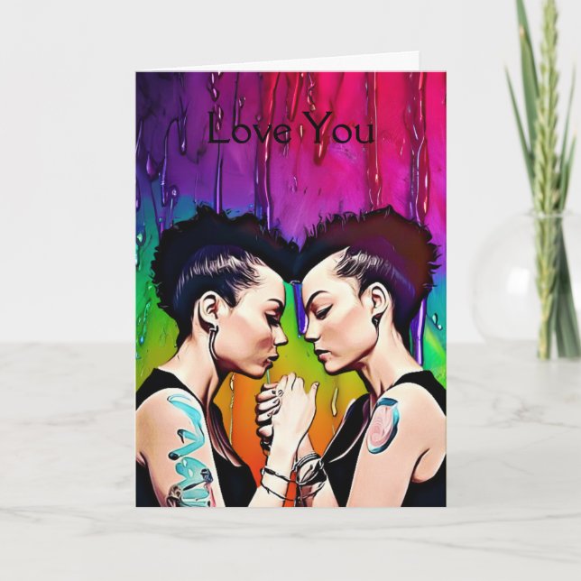 Happy Anniversary Lesbian Couple Card (Front)