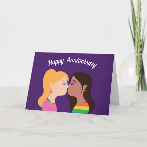Happy Anniversary Lesbian Couple Romantic Love You Card
