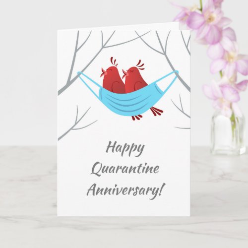Happy Anniversary Love Birds Mask Card
