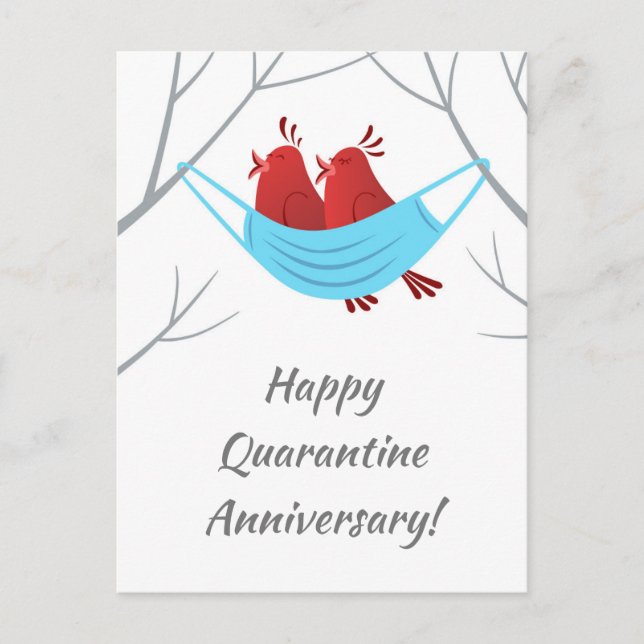 Happy Anniversary Love Birds Mask Postcard (Front)