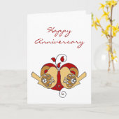 Happy Anniversary Love Birds with Floral Heart Card (Yellow Flower)