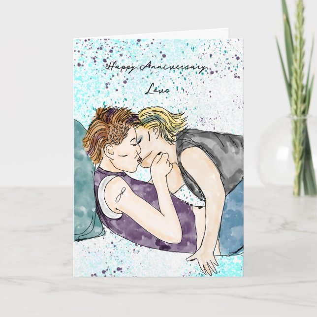 Happy Anniversary Love | Lesbian Kiss  Card (Front)