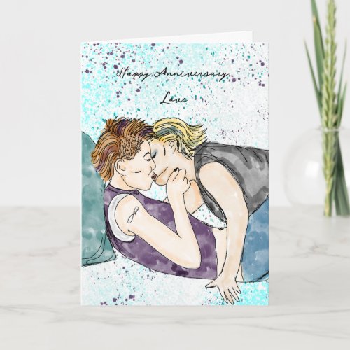 Happy Anniversary Love  Lesbian Kiss  Card