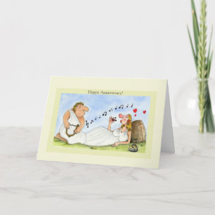 Happy Anniversary, Love, Music, Wine Celebration Card