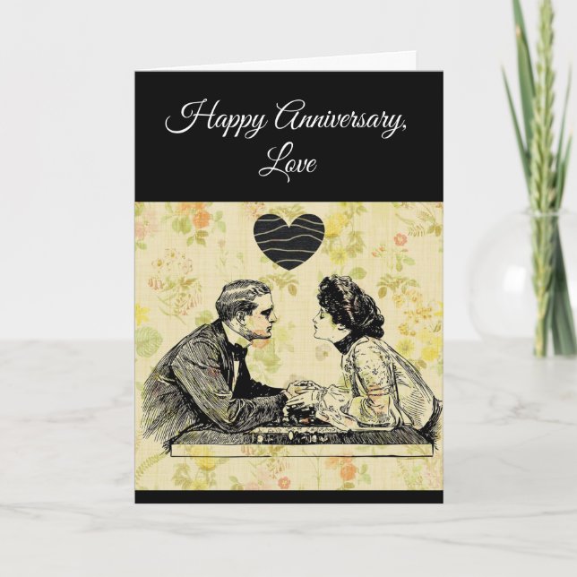 Happy Anniversary Love Vintage Couple Card (Front)