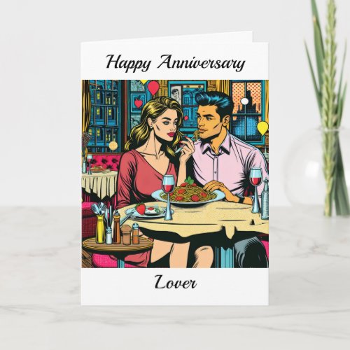 Happy Anniversary Lover  Spaghettis Dinner Card