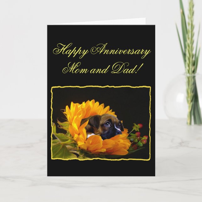 Happy Anniversary mom and dad Boxer Greeting Card (Front)