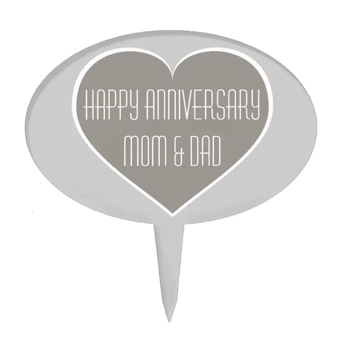 Happy Anniversary Mom Dad Silver And White Heart Cake Topper Zazzle Com