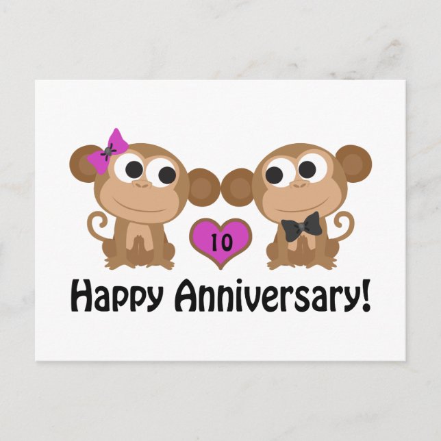 Happy Anniversary Monkeys Postcard (Front)