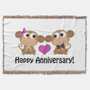Happy Anniversary Monkeys Throw Blanket