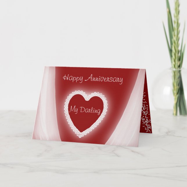 Happy Anniversary My Darling Romantic Red Heart Card (Front)
