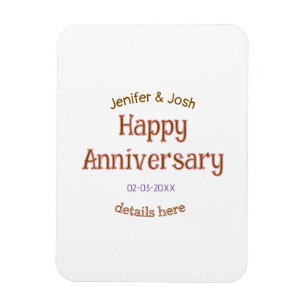 happy anniversary name golden pink details trendy  magnet