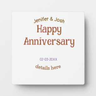 happy anniversary name golden pink details trendy plaque