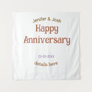happy anniversary name golden pink details trendy tapestry