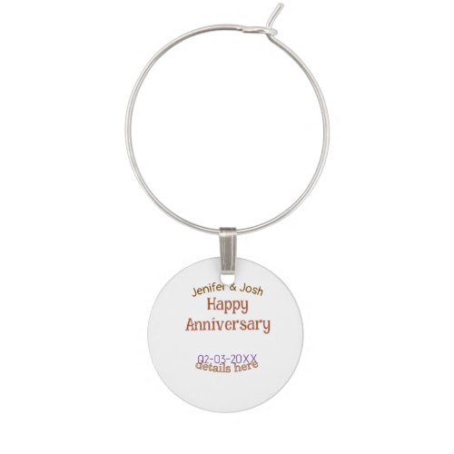 happy anniversary name golden pink details trendy wine charm