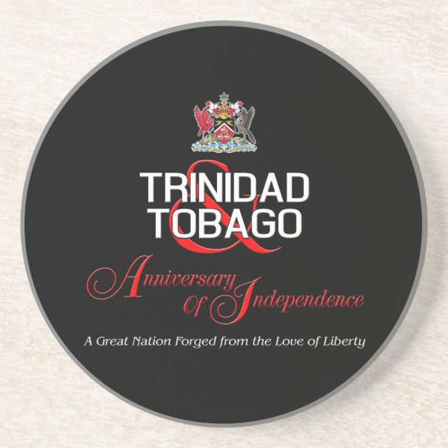 Happy Anniversary of Independence T&T Sandstone Coaster (Front)