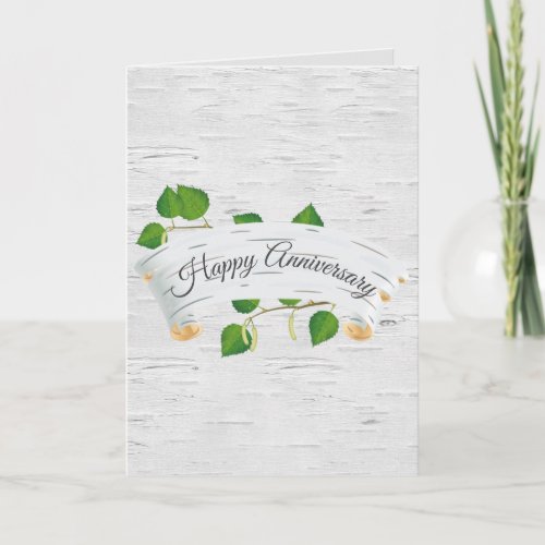 Happy Anniversary On Birch Tree Scroll Card