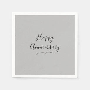 Happy Anniversary on Silver Napkins