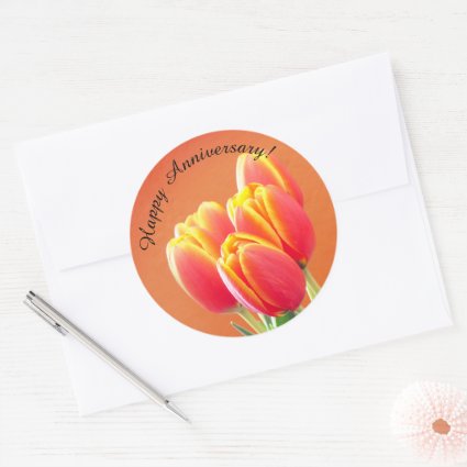 Happy Anniversary Orange Tulip Bouquet