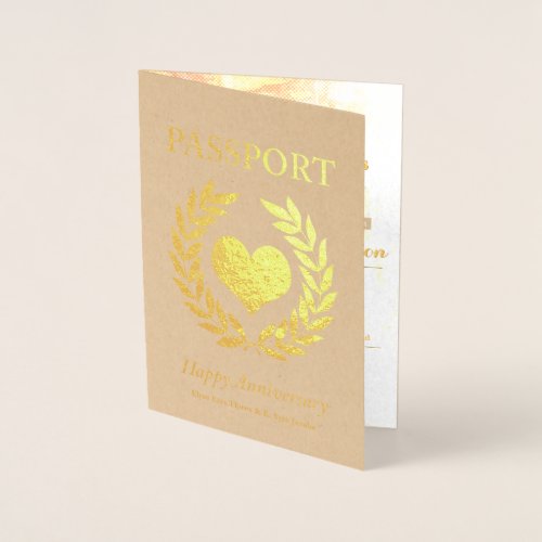 Happy Anniversary Party Gold Passport Foil Card
