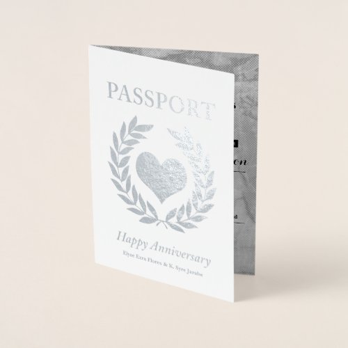 Happy Anniversary Party Silver Passport Foil Card