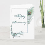 Happy Anniversary Peacock Feather Inspirational Card