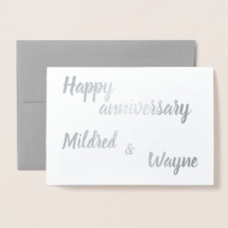 Happy Anniversary Personalized Names Foil Card