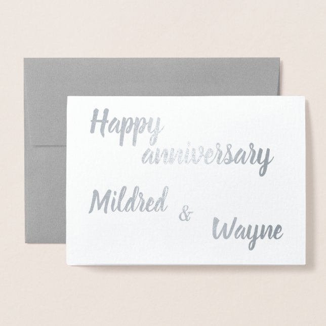 Happy Anniversary Personalized Names Foil Card (Front With Envelope)