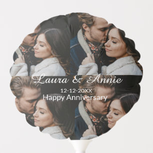 Happy anniversary photo collage name date simple w balloon