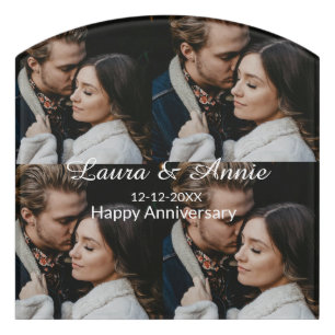 Happy anniversary photo collage name date simple w door sign