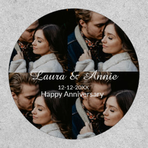 Happy anniversary photo collage name date simple w patch