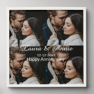 Happy anniversary photo collage name date simple w peel and stick photo tile
