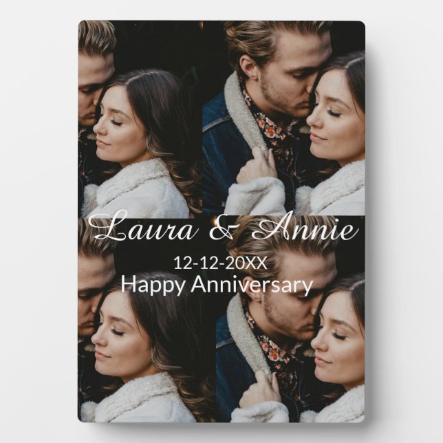 Happy anniversary photo collage name date simple w plaque (Front)