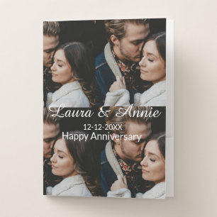 Happy anniversary photo collage name date simple w pocket folder