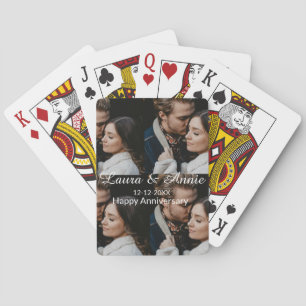 Happy anniversary photo collage name date simple w poker cards
