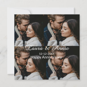 Happy anniversary photo collage name date simple w thank you card