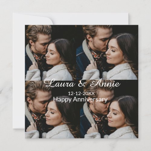 Happy anniversary photo collage name date simple w