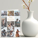 Happy Anniversary Photo Collage Romantic Modern Card<br><div class="desc">Chic customizable photo collage card for your husband,  wife,  girlfriend,  or boyfriend on your anniversary. Add 9 of your favorite relationship,  engagement,  or wedding photos and order this custom cards as a romantic gift for your partner. A beautiful personalized card full of memories.</div>