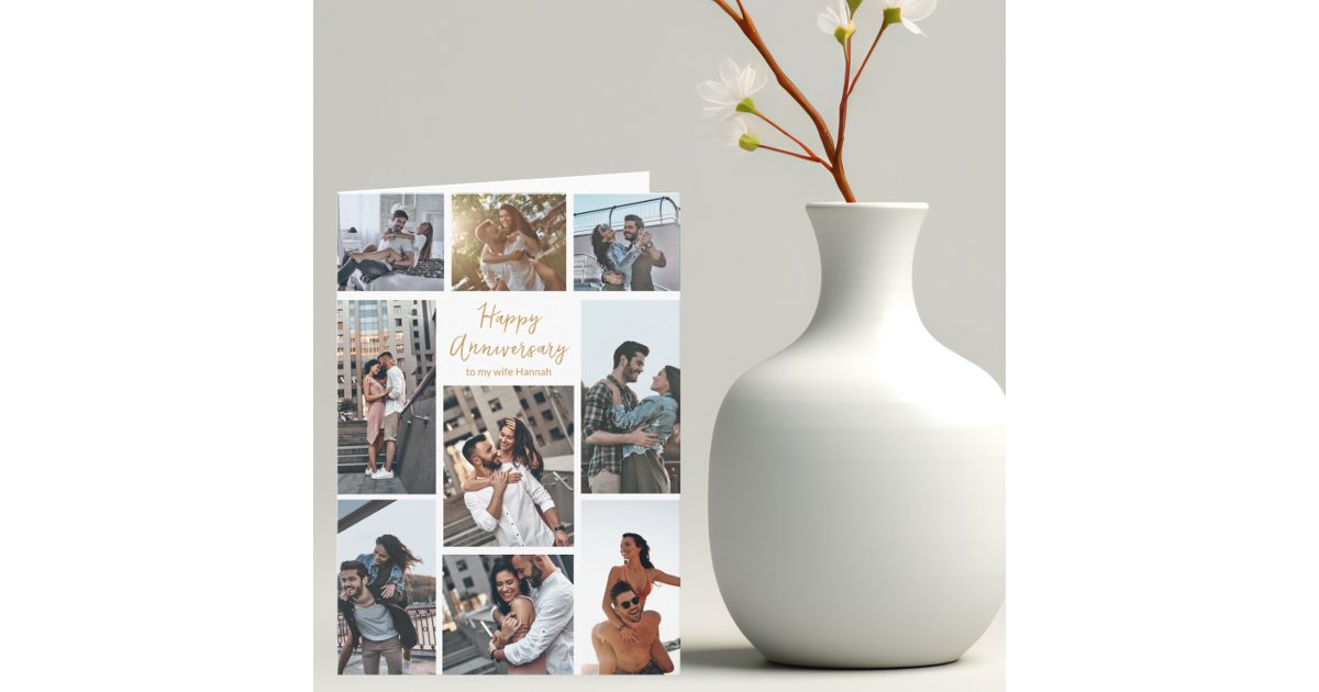 Happy Anniversary Photo Collage Romantic Modern Card