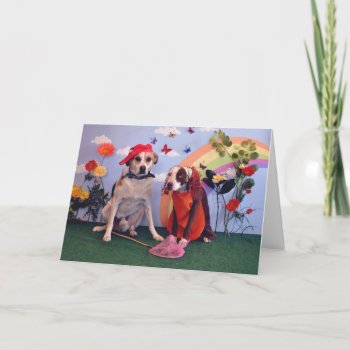 Happy Anniversary  Photo Of 2 Dogs & Butterflies Card by PlaxtonDesigns at Zazzle
