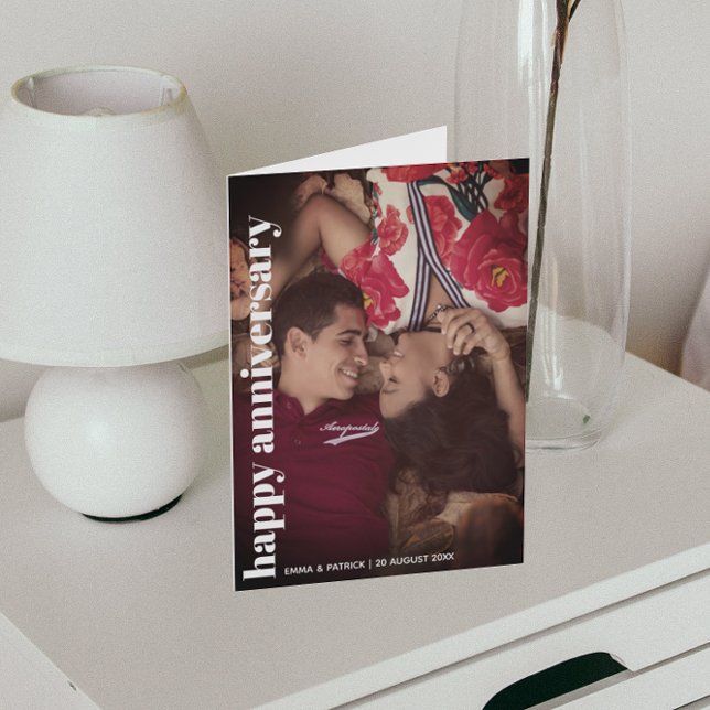 Happy Anniversary Photo Trendy Romantic Card (Creator Uploaded)