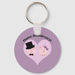 Happy Anniversary Pig couple Keychain