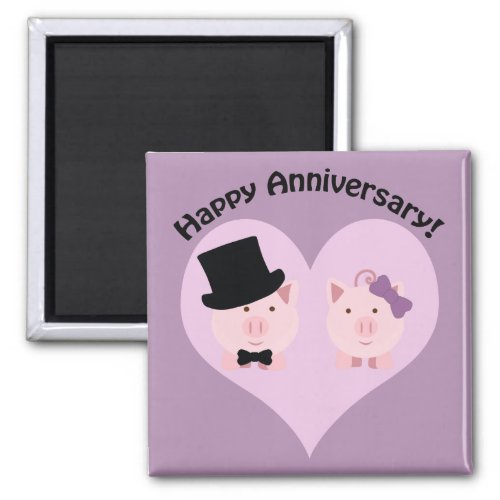 Happy Anniversary Pig couple Magnet