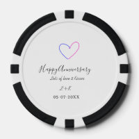 Happy anniversary pink blue heart name date simple