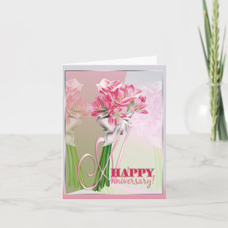 Happy anniversary pink bunch of lilies cards