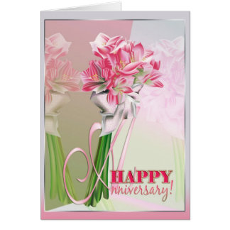 Happy anniversary pink bunch of lilies cards