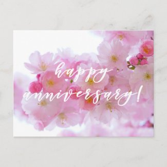 Happy Anniversary! Pink Cherry Flower - Photo