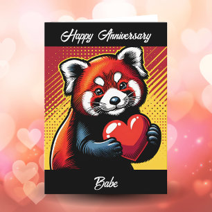 Happy Anniversary Pop Art Red Panda Card