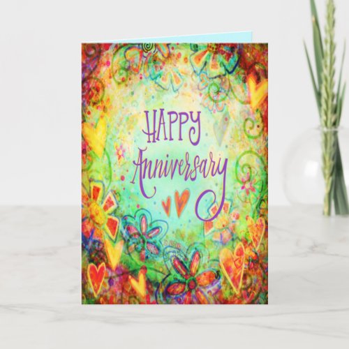 Happy Anniversary Pretty Floral Whimsical  Card