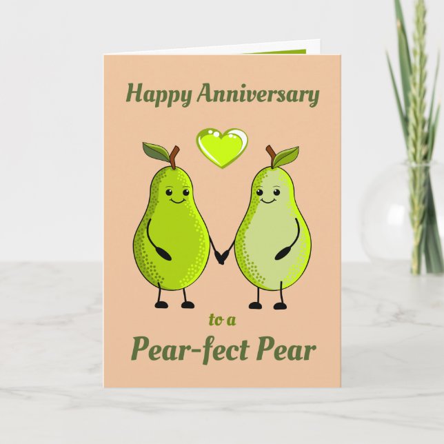 Happy Anniversary Pun Pear Greeting Card (Front)
